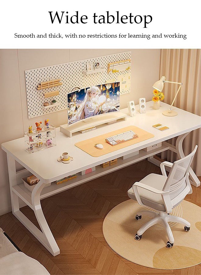 Spides Gaming Table Home Office Computer Desk with Storage Rack Under the Table Ergonomic PC Desktop Computer Desk Ideal for Students and Gamers Spacious and Functional - Image 2